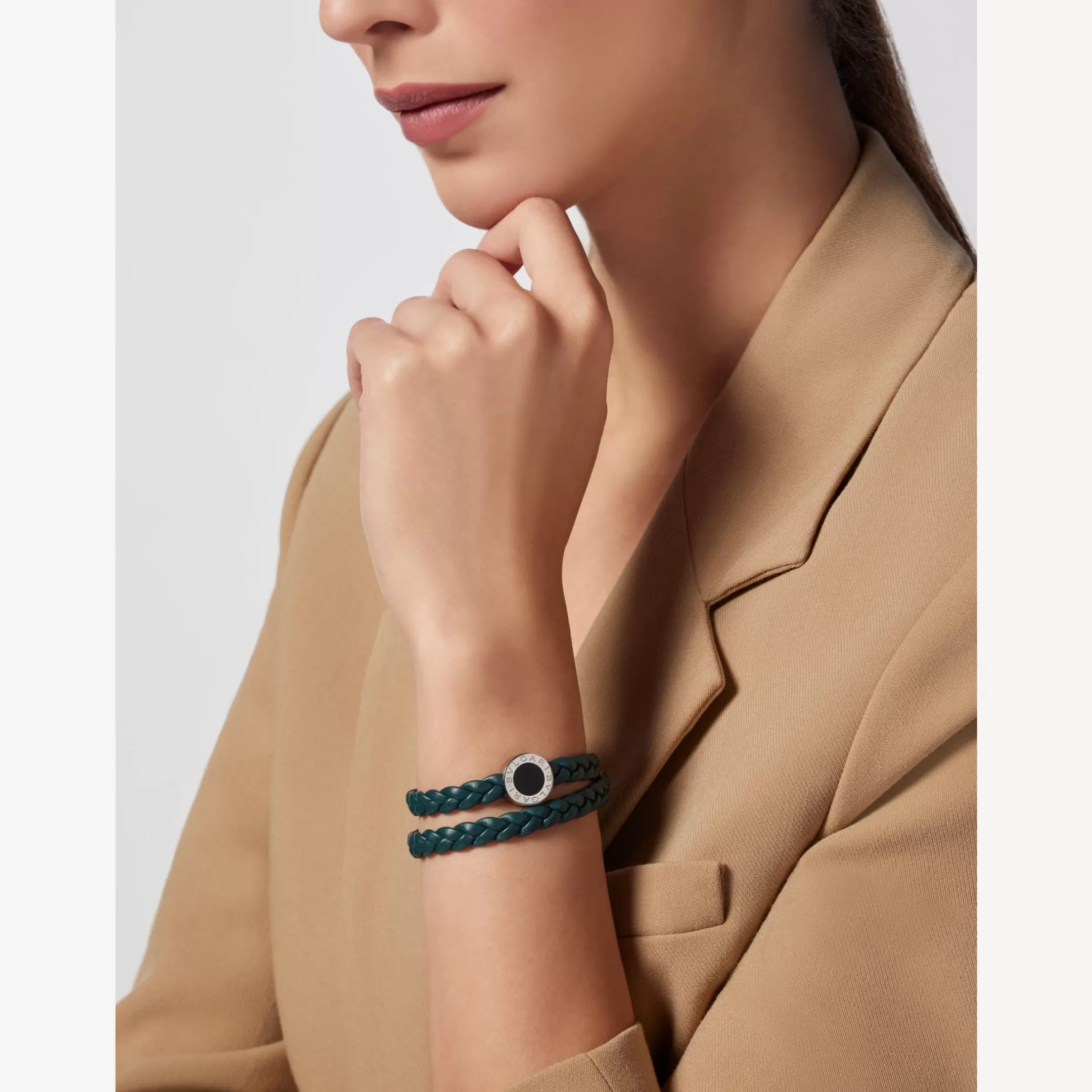 BVLGARI Man Lederarmband Grun Cheap