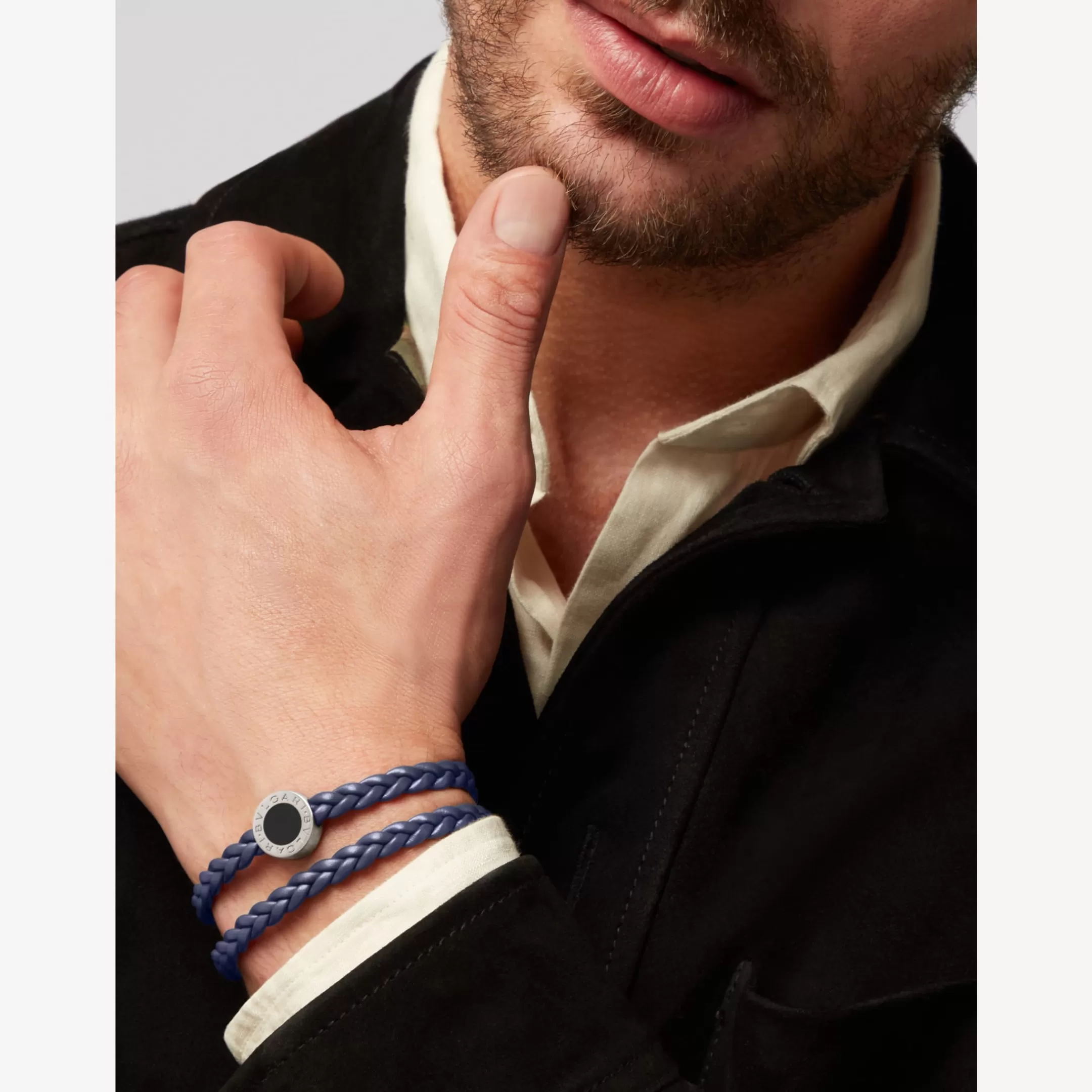 BVLGARI Man Lederarmband Blau Hot