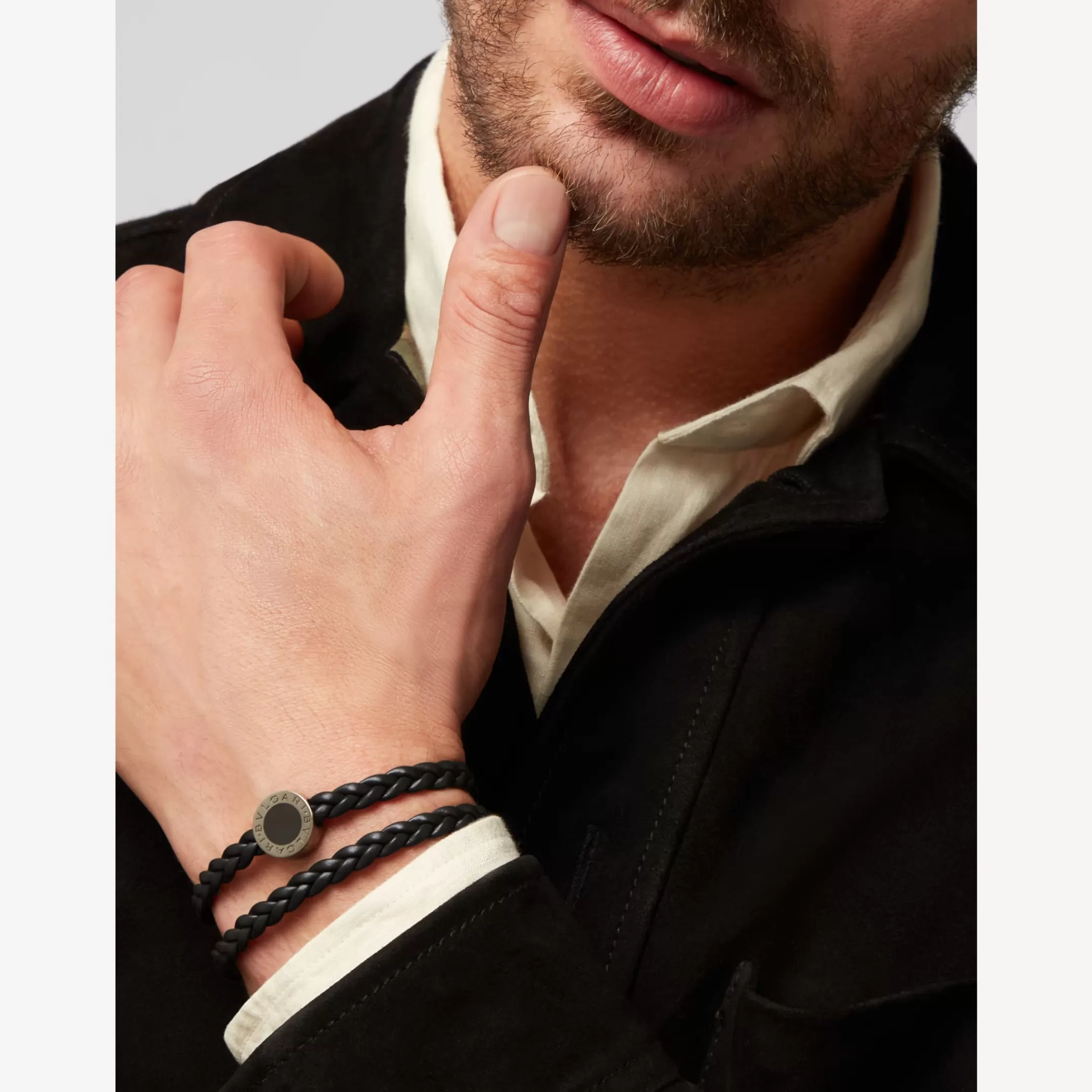 BVLGARI Man Lederarmband Schwarz Cheap