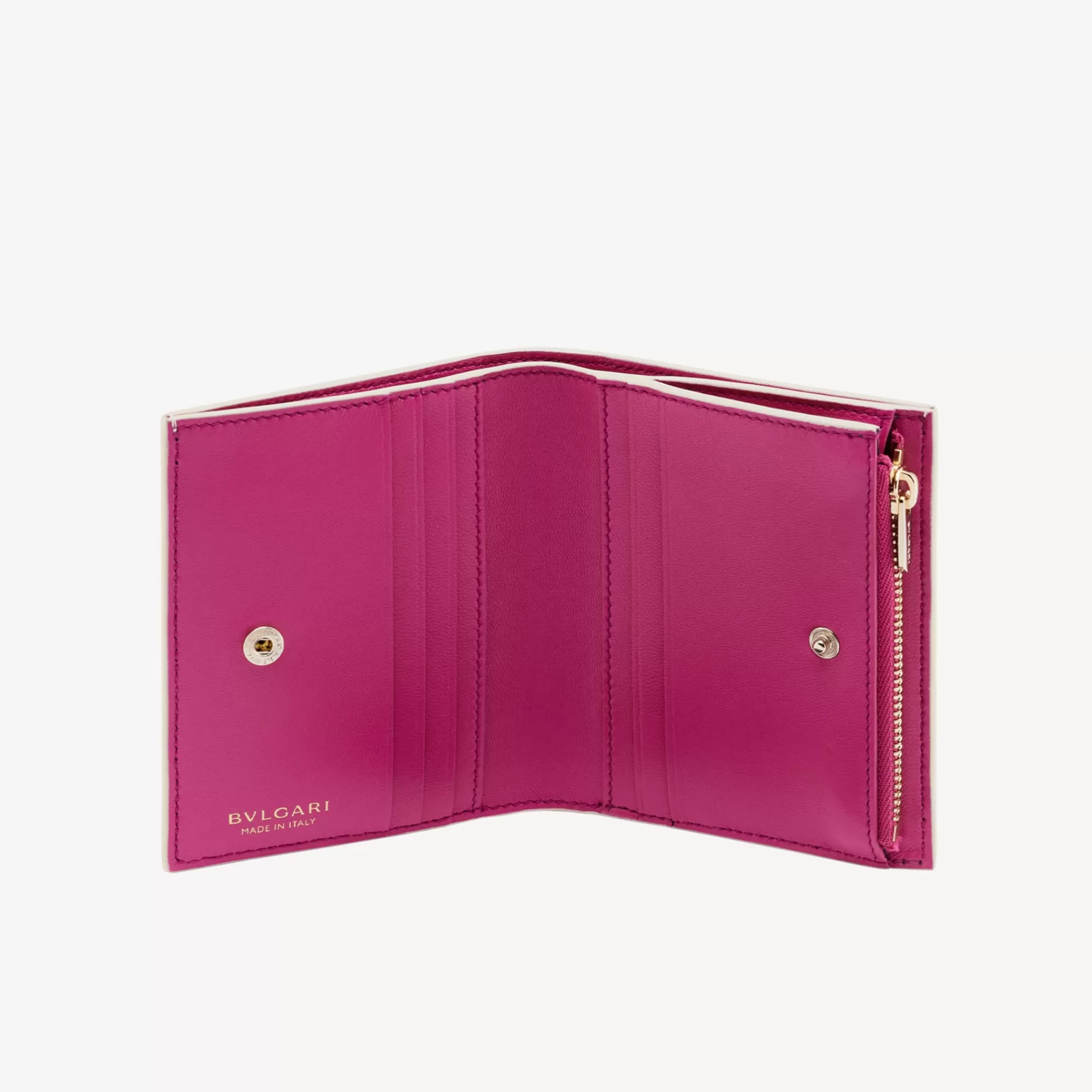 BVLGARI Logo Infinitum Kompaktes Portemonnaie Elfenbein Clearance