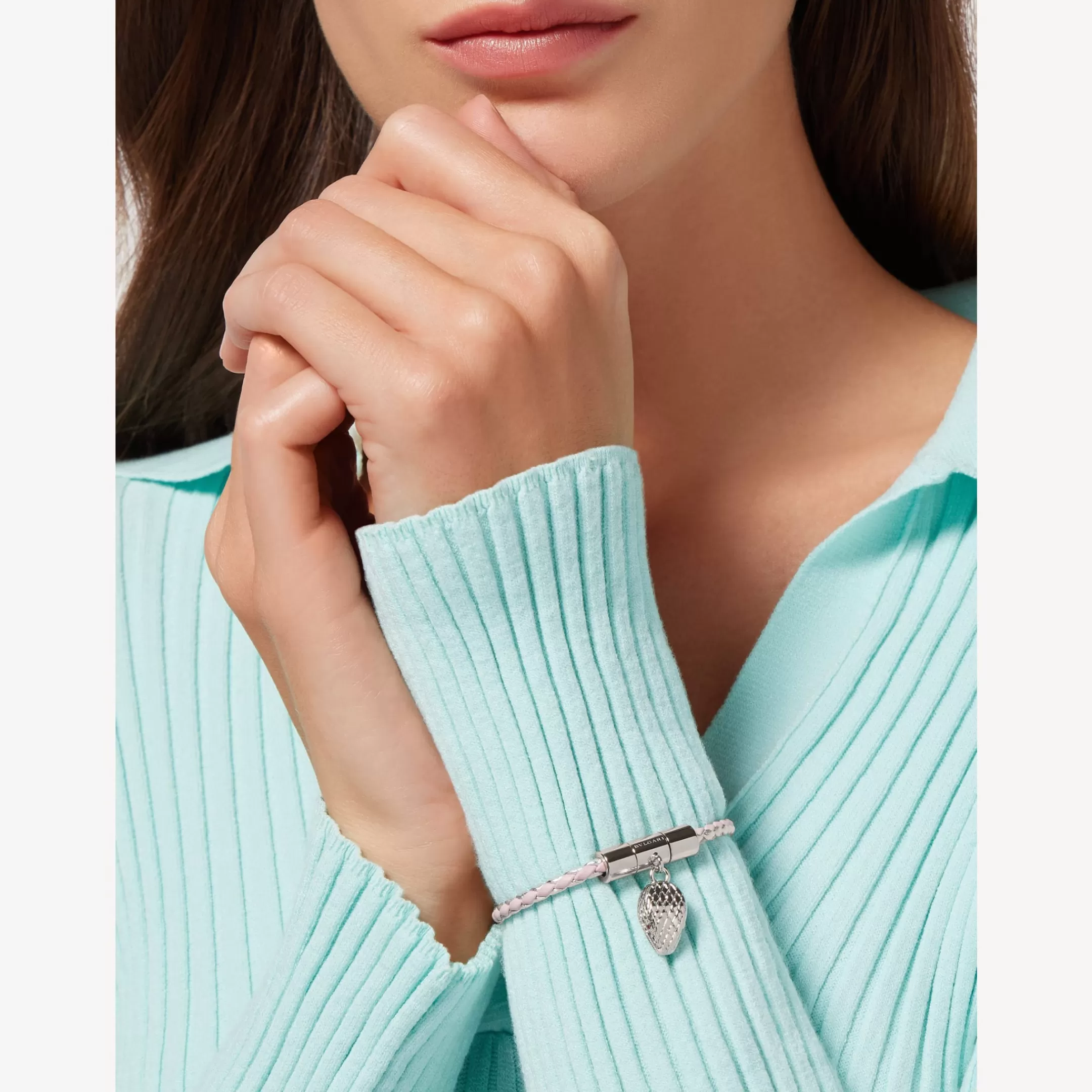 BVLGARI Serpenti Forever Lederarmband Rosa Clearance
