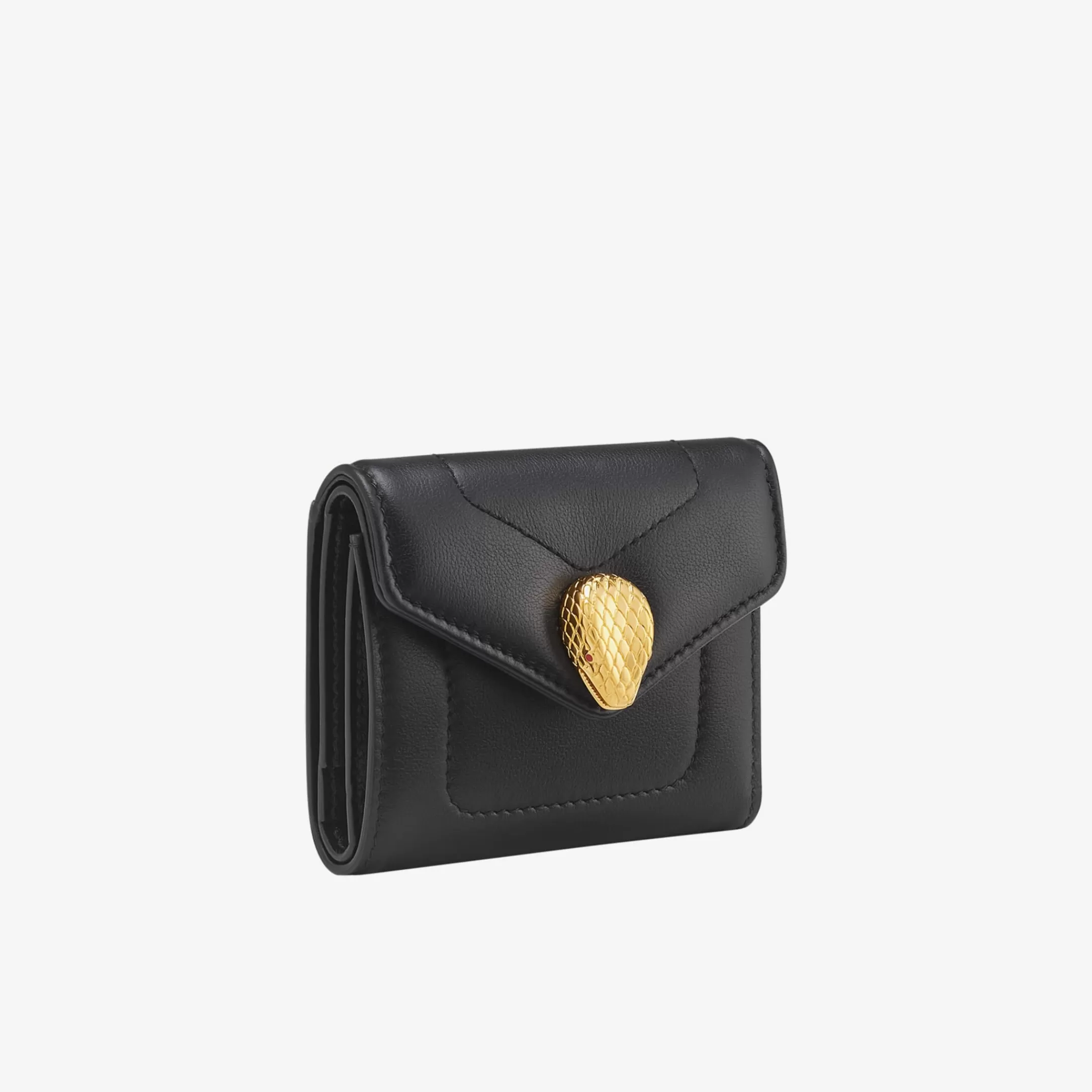 BVLGARI Serpenti Reverse Trifold Portemonnaie Schwarz Discount