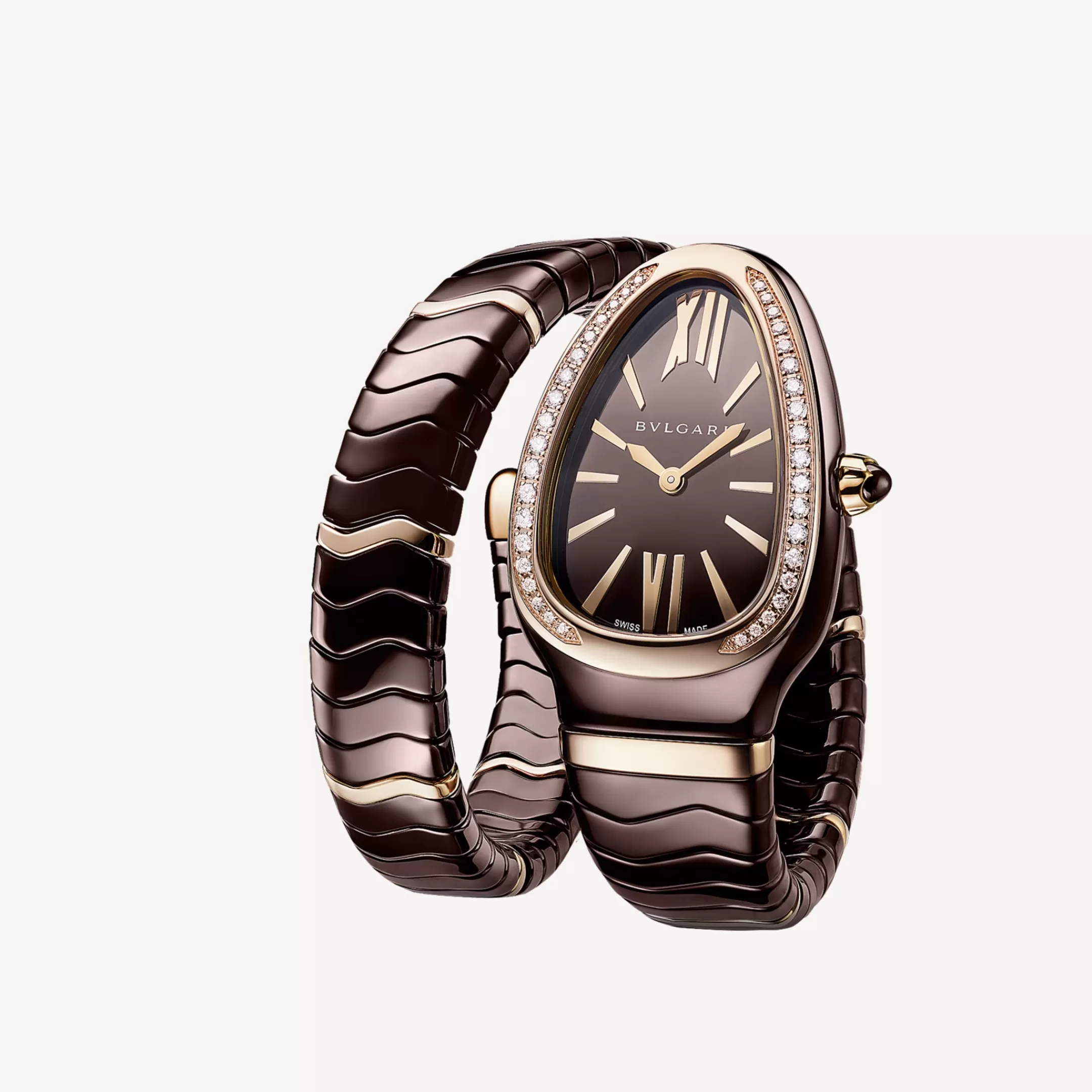 BVLGARI Serpenti Spiga Uhr Braun/Gold Clearance
