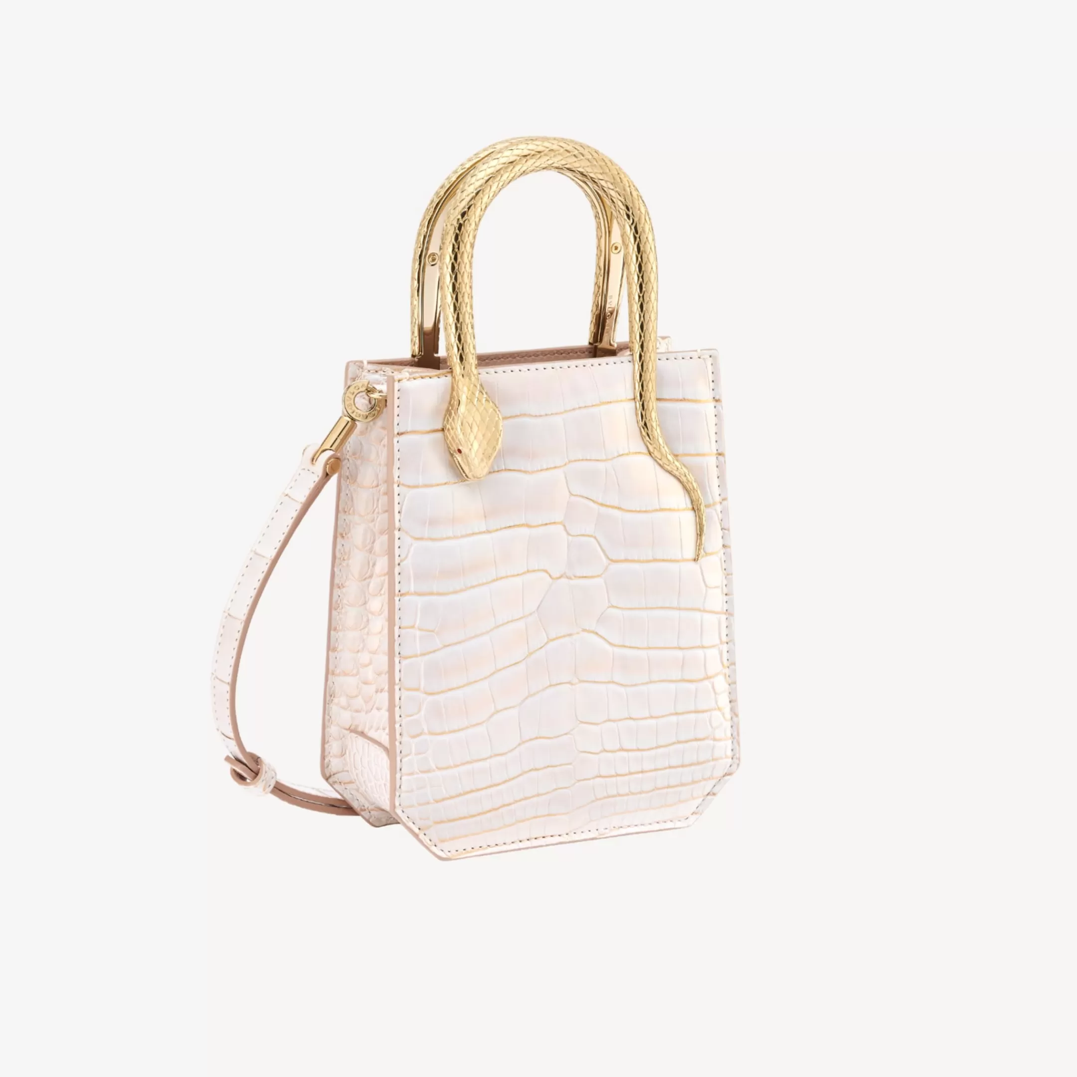 BVLGARI Serpentine Mini-Tragetasche Weiss Cheap